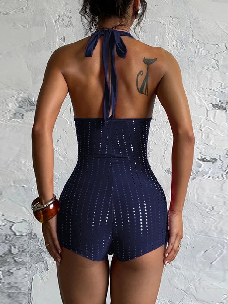 Sexy Club Women Black Style V-Neck Rompers Playsuits Bodysuit Sleeveless Streetwear Overalls Top Suit Summer Spring Jumpsuit