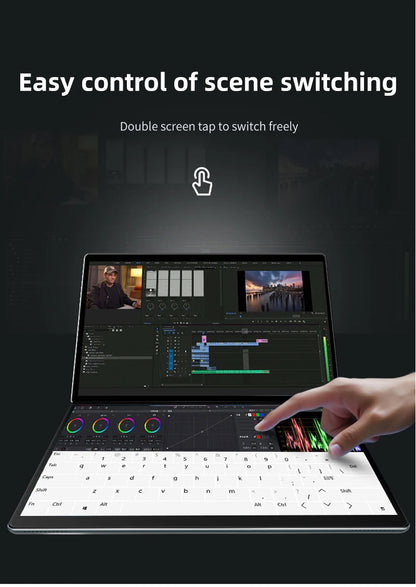 BYONE 13.5 Inch Dual Screen Touch Laptop 2.5k UHD 9000mAH DDR5 16GB RAM 512 GB 1TB 2TB SSD 180° Foldable Portable 2 in 1 Tablet