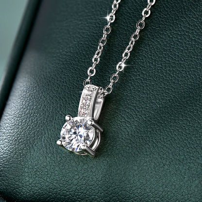 RAPRGOLD 6.5mm Round Cut Moissanite Classic Pendant Necklaces for Women Chains Friend Neck Fine Jewelry Gifts with Certificate