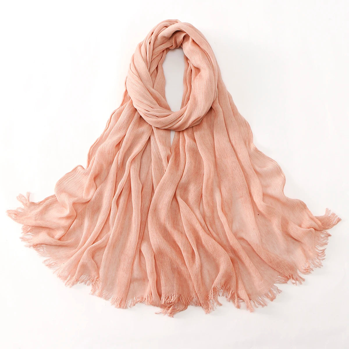 Women Crinkle Modal Rayon Hijab Muslim Scarf Shawls Solid Color Headband Femme Breathable Headwrap Turban Ramanda 180*70cm