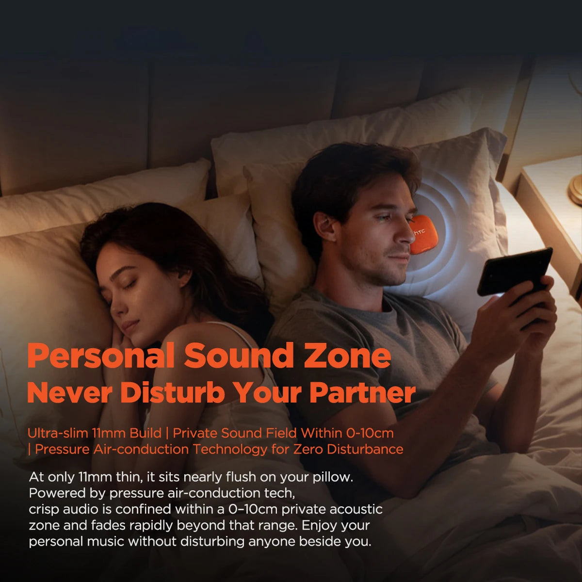 HTC WS01 Pillow Speaker Bluetooth Long Battery Built-in White Noise Sound Ultra-Thin Wireless Portable Speaker For Side Sleeper
