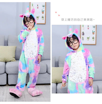 Unicorn Anime Pyjamas Set Women Men Unisex Cartoon Onesies Adults Animal Jumpsuit Pajamas Sleepwear Onepiece Suits Costumes