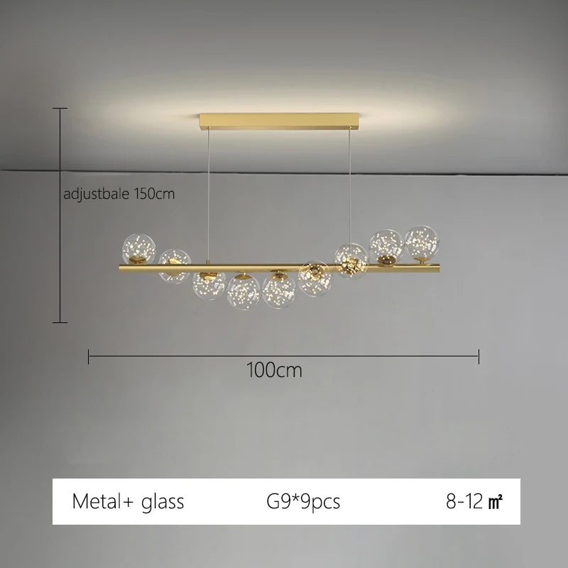 Line Glass Ball Pendant Lights Nordic LED Energy-Efficient Hanging Ceiling Lamp with Adjustable Cord for Dining Room Living Room