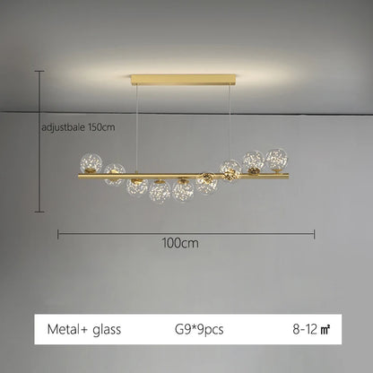 Line Glass Ball Pendant Lights Nordic LED Energy-Efficient Hanging Ceiling Lamp with Adjustable Cord for Dining Room Living Room