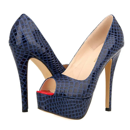 Cross-dresser Unisex Men's Pumps Queen Fashion Peep Toe Platform High Heels 14cm Sexy Patent Leather Shoes Stilettos Large Size