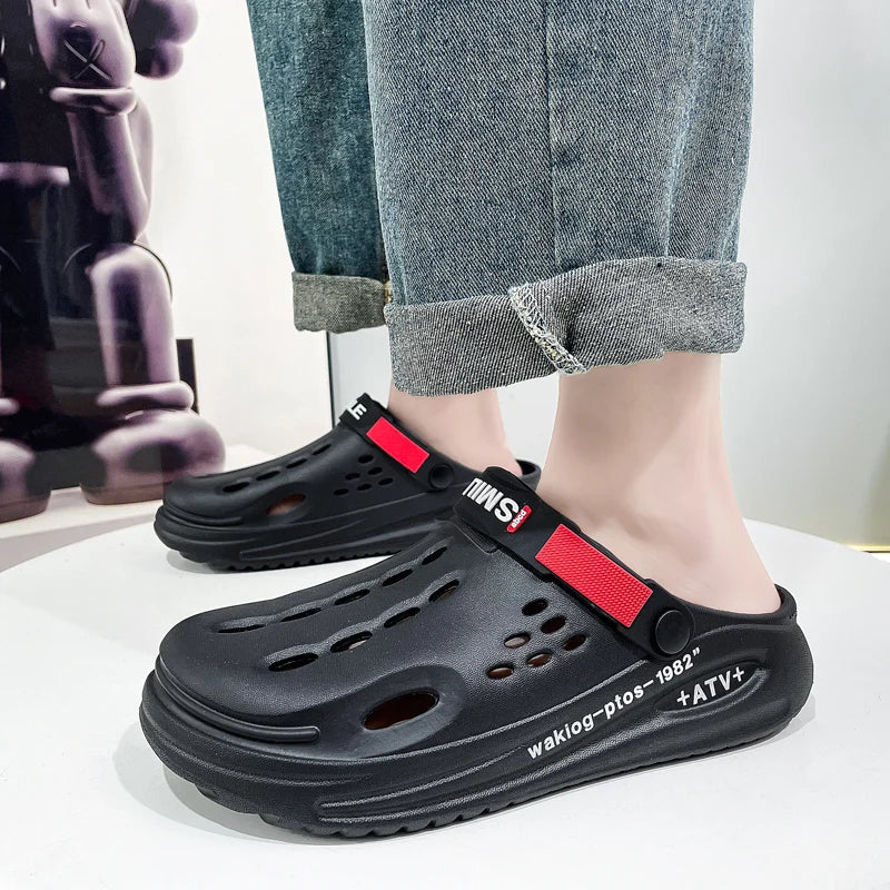 Men's Slippers EVA Hole Men's Sandals Non-Slip Slippers Thick Soft Platform Casual Slides Fashion Mules Shoes Outdoor Big Size