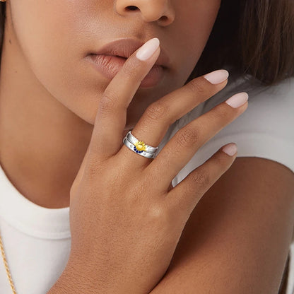 Original 925 Sterling Silver Ring Colorful Diamonds Cubic Zircon Finger Ring For Women Jewelry Wedding Engagement Birthday Gift