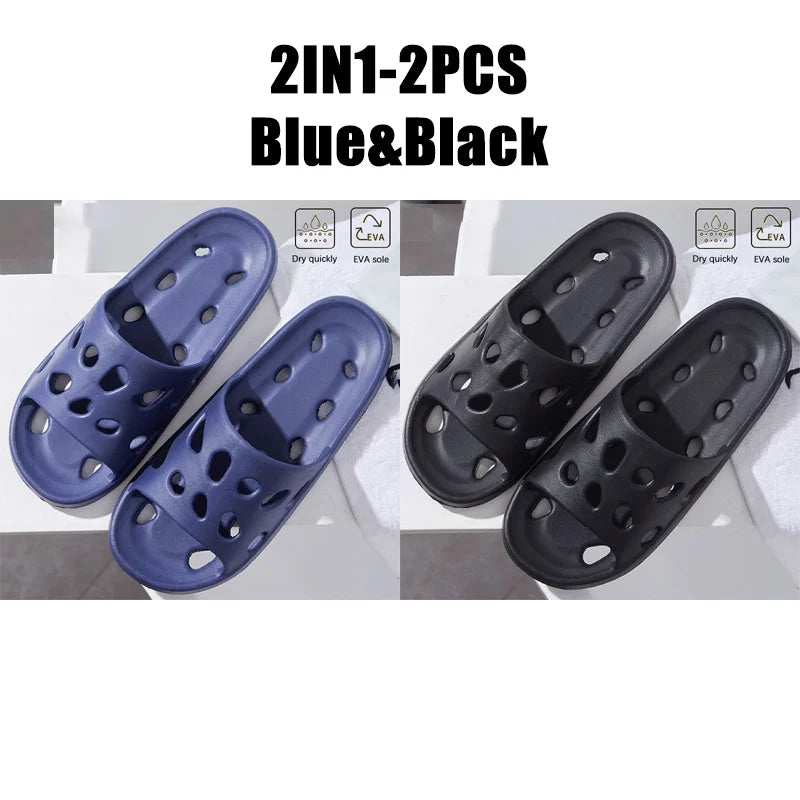 Bathroom House Cheese Slippers Light Weight Water Leaky Beach Flip Flop Non-slip Pool Swimming Aqua Shoes