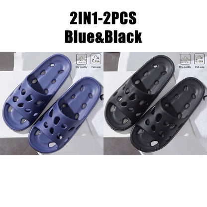 Bathroom House Cheese Slippers Light Weight Water Leaky Beach Flip Flop Non-slip Pool Swimming Aqua Shoes