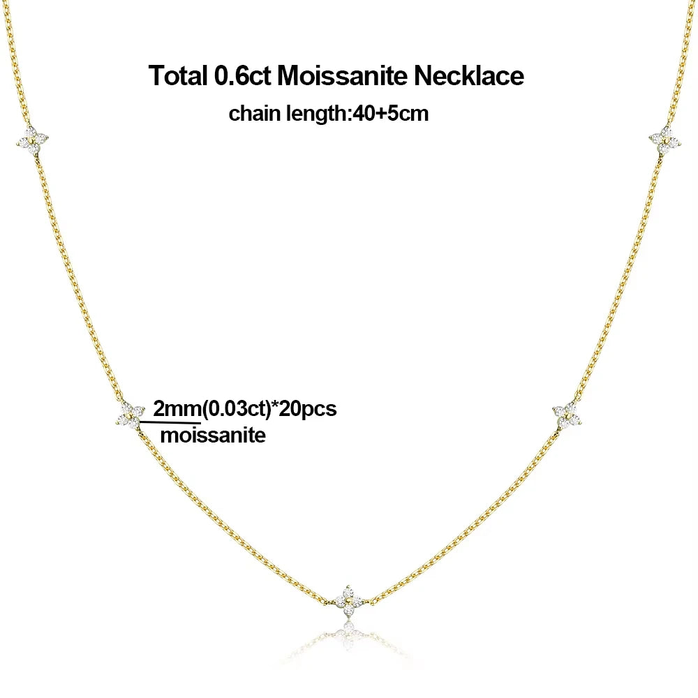 2mm Four-Leaf Clover Moissanite Necklaces for Women Lab Grown Diamond Certified 925 Sterling Silver Jewelry Party Birthday Gifts