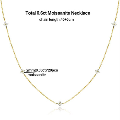 2mm Four-Leaf Clover Moissanite Necklaces for Women Lab Grown Diamond Certified 925 Sterling Silver Jewelry Party Birthday Gifts