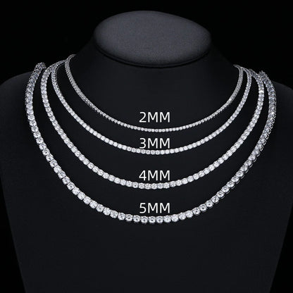 Moissanite Tennis Necklace for Woman Man Wedding Jewely with Certificate 925 Sterling Sliver Plated 18k White Gold Necklace