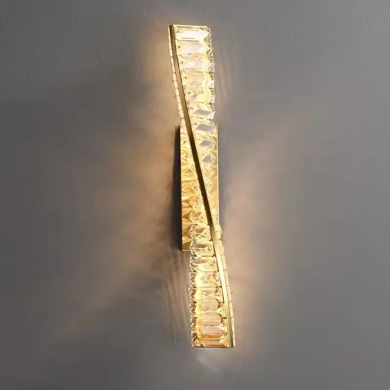 Luxury Crystal Gold Metal Wall Lamp Modern Creative Irregular LED Wall Light Villa Hotel Corridor Bedside Decor Lighting Fixture