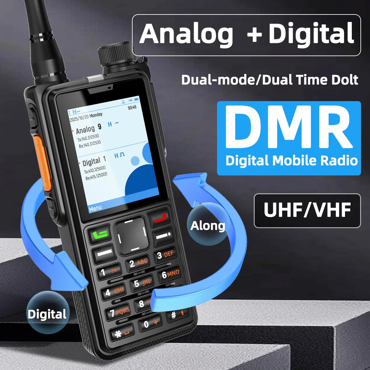 ABBREE AR-880 DMR Digital Walkie Talkie 10W Waterproof Ultral Thin SMS Long Range Dual Mode Analog Dual Band AES256 Ham Radio