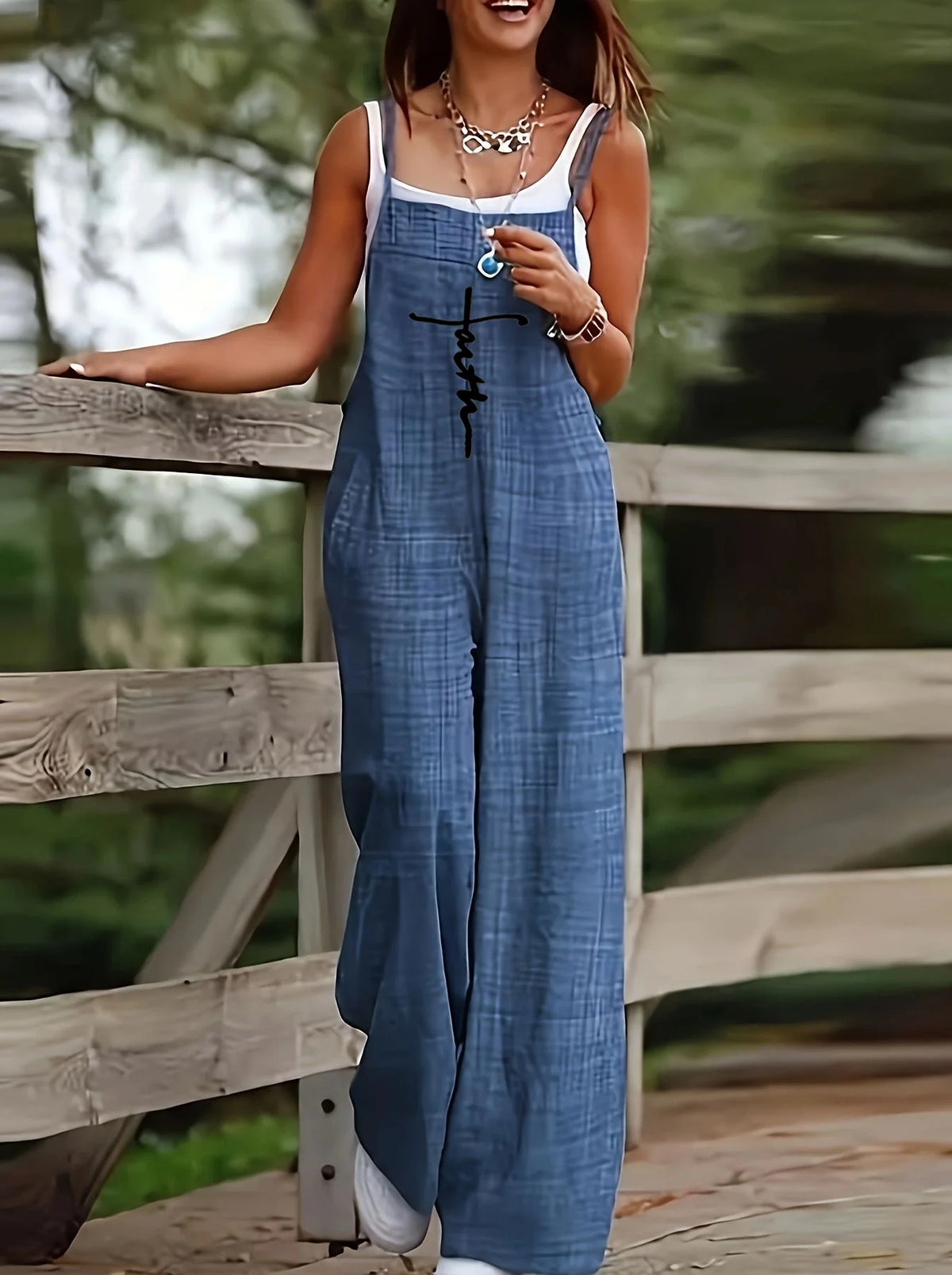 Women's Sleeveless Jumpsuit with Suspender Loose Casual Pocket Monochromatic Summer