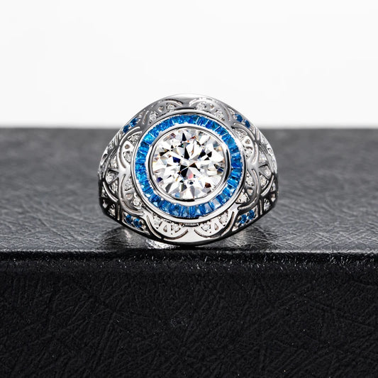 MossanRappr 3ct D Color Moissanite Men Diamond Ring 925 Sterling Silver Vintage Luxury Hip Hop Rings Fine Jewelry for Men Women