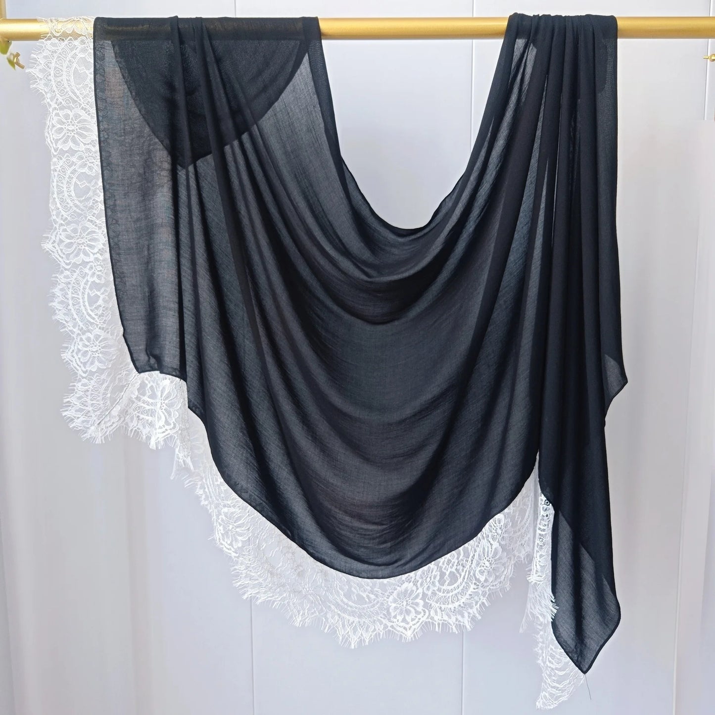 2026 New Rayon Cotton Modal Hijab Scarf Lace Splicing Turban Breathable Women Shawl Cotton Plain Scarf Headscarf Women Hijabs