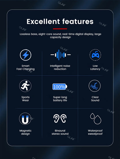 Sy8 Wireless Earphones Bluetooth 5.3 Neckband Headphones LED Super Power Waterproof Sport Magnetic Headset Handfree with Mic