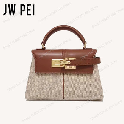 JW PEI Elise Women's Genuine Leather Top Handle Bag Trapezoid Satchel Crossbody Purse Elegant Shoulder Handbag Quiet Luxury Designer Style