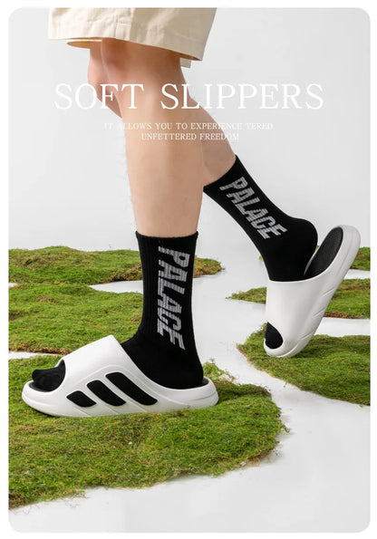 New Men Slippers Slides with a Sense High Aesthetic Value External Wear Anti Slip Thick Bottom, Beach Cool Slippers for Men