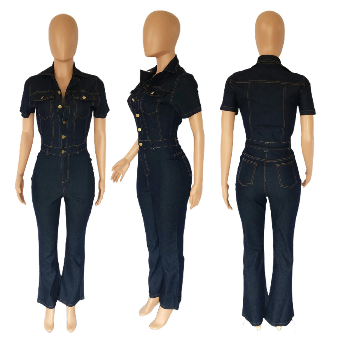 Demin Overalls Women Jumpsuits Mom Jeans One Piece Long Pants Y2k High Waist Single Breasted Rompers Streetwear Party Club Work
