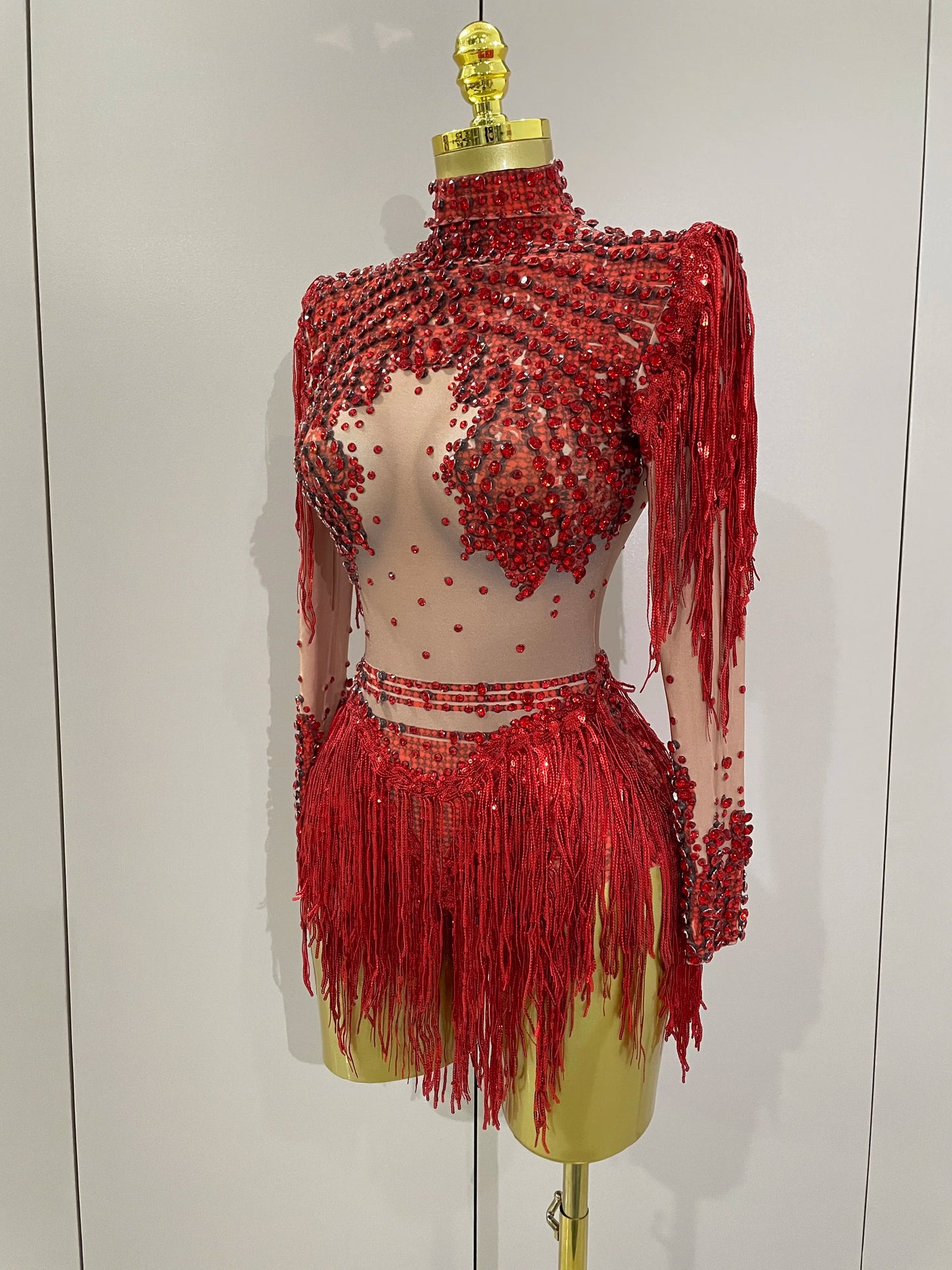Sparkly Rhinestone Sequin Tassel Stretch Bodysuits 2025 New Arrival Women Birthday Party Nightclub Dj Stage Performance Costume