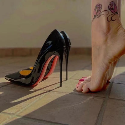 Black Women's elegant high heels Red Shiny Bottoms Luxury Brand Women heels 2026 trend Pointed Toe Sexy Party Pumps shoes Women