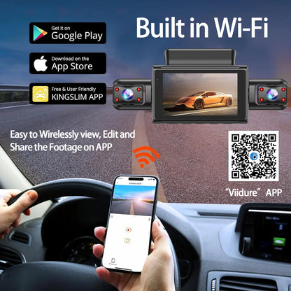 360 Degree 4 Cameras Dash Cam Car DVR WiFi  2.5K Video Recorder 4 Channel Front Rear View Night Vision Black Box DVR For Vehicle