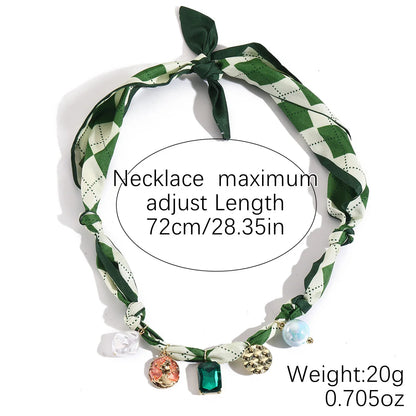 European and American Cross-Border Summer Scarf Necklace with Premium Feel, Multi-Pendant Pearl, Versatile, Light Luxury Silk Sc