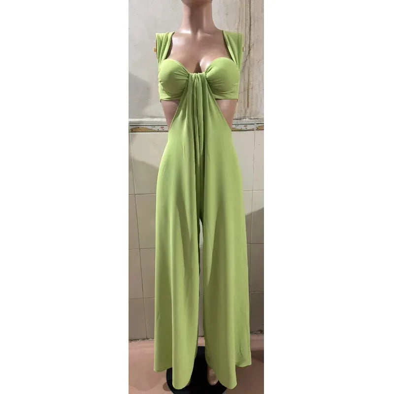 2026 Backless Jumpsuits For Woman Jumpsuit Sling Hollow Out Slim Solid Color Sleeveless Casual Elegant Temperament Simple Style