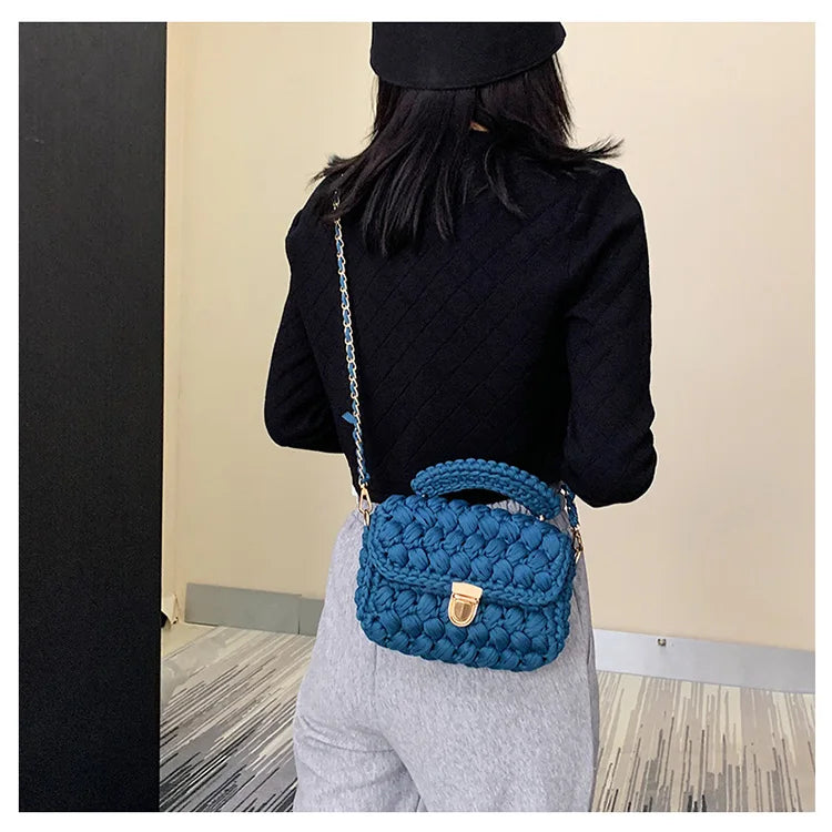 New Rope Woven Women Handbags Designer Knitting Chains Shoulder Crossbody Bag Casual Lady Hand Bags Small Flap Purses