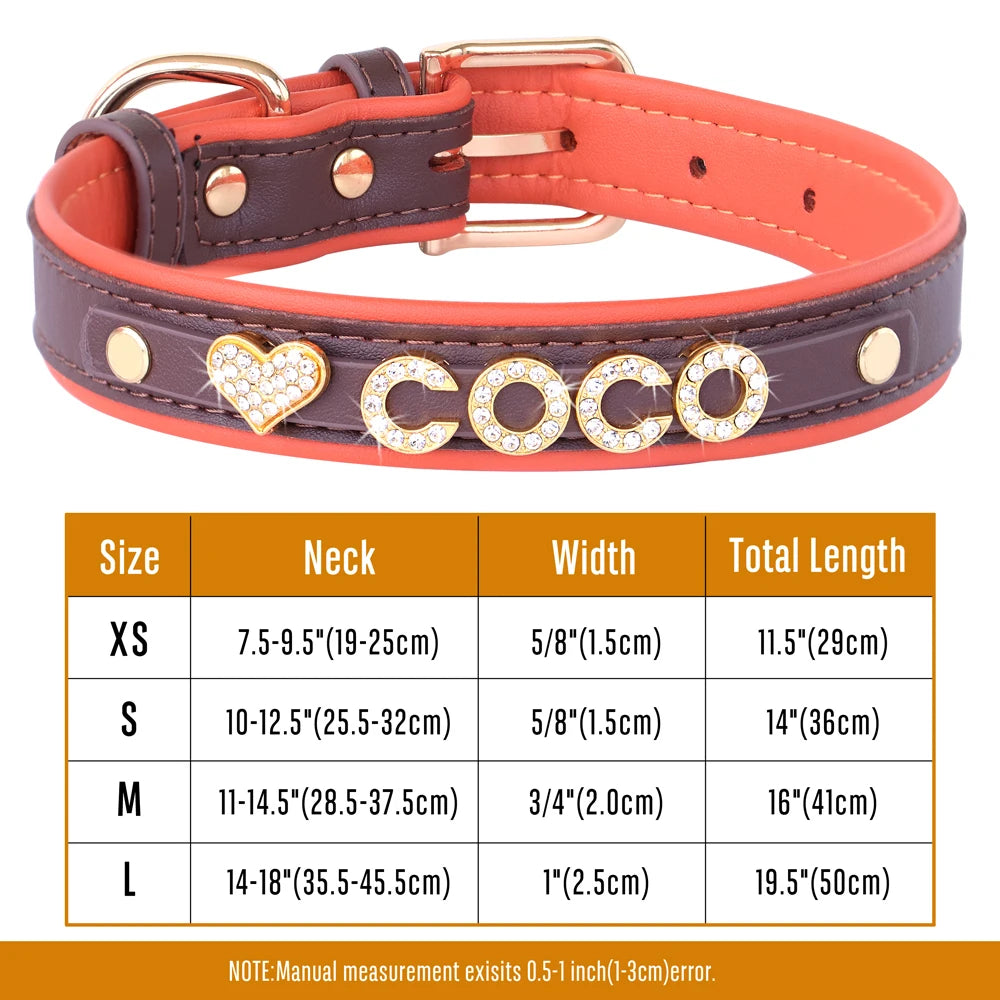 Personalized Small Dogs Chihuahua Collar Bling Rhinestone Dog Collars Free Custom Pet Dogs Cats Name Charms Pet Accessories