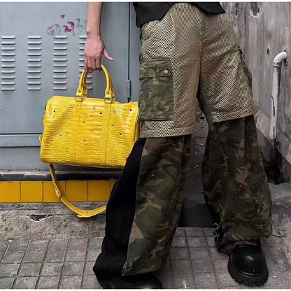 Luxury Large-capacity Travel Handbag For Women Versatile Crocodile Pattern Crossbody Bag Fashion Diamond Design Commuter Bag