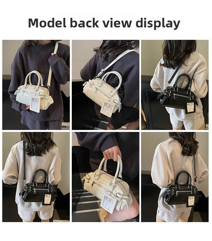 Stylish Design Glossy PU Sqeare Shoulder & Crossbody Bags Solid Zipper Hot Trendy Designer Style Handbags for Women 2025 New