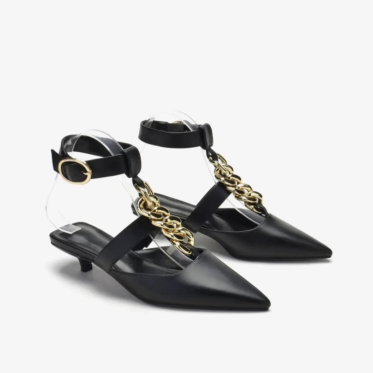 Women's Sandals Summer 2025 Design Metal Chain Adjustable Buckle Female Luxury Heeled Shoes Fashion Party Banquet Heels Ladies