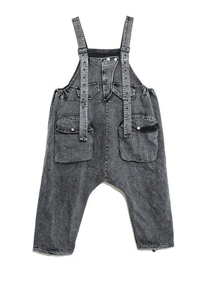 TWOTWINSTYLE Casual Denim Jumpsuit For Women Square Collar Sleeveless High Waist Patchwork Pockets Jumpsuits Female Fashion New