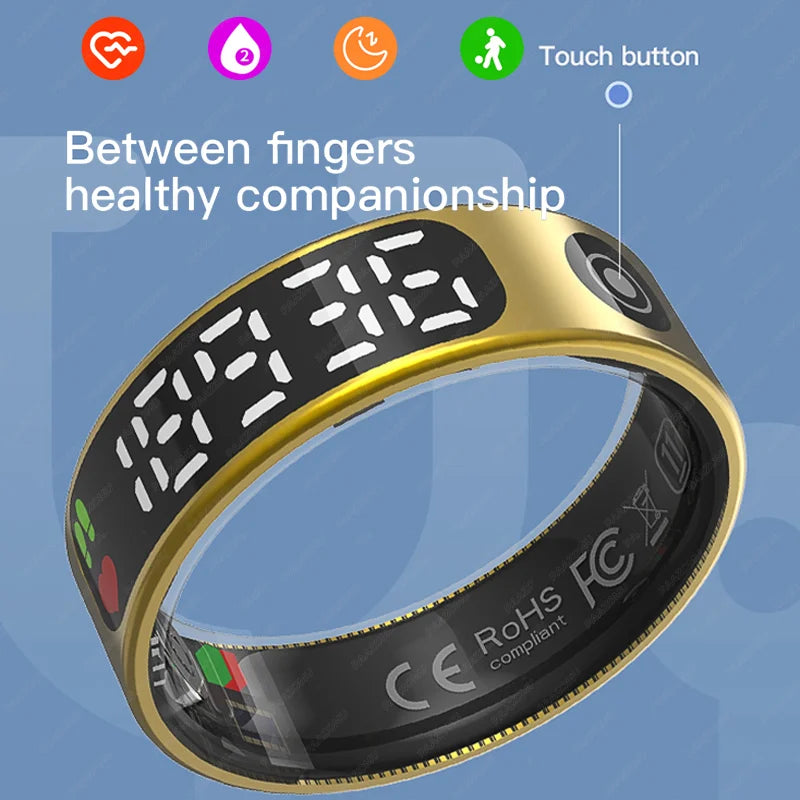 2026 New Smart Ring 5ATM Waterproof Bluetooth 5.1 Heart Rate Blood Oxygen Sleep Monitoring Men's and Women's Multi Sport Modes