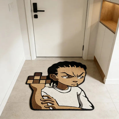 Cartoon Anime Character Head-shaped Rug Trendy Personalized Bedroom Bedside Floor Mat Washable Soft Plush Floor Mat Carpet