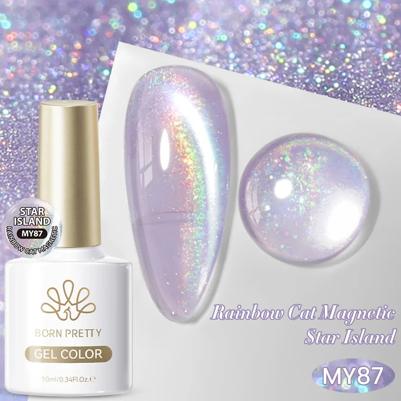 BORN PRETTY 10ml Cat Magnetic Gel Nail Polish Moonlight Glass Bead Water Light Crystal Soak Off UV Varnish For DIY Nail Art