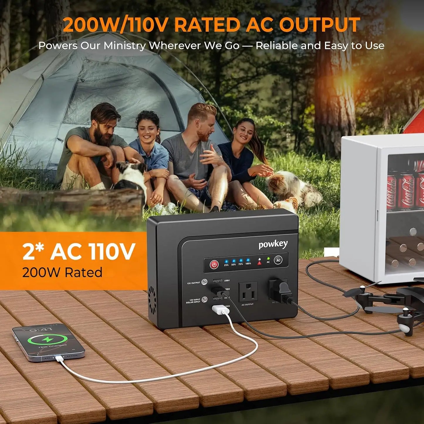 Solar Powered Generator, 200W Portable Power Station with Solar Panels 40W, 146Wh Power Bank with 2 AC Outlet 110V Pure Sine