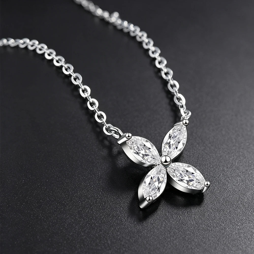 1.6cttw Butterfly D Color Moissanite Pendant Necklace for Women 925 Silver Marquise Cut Diamond Wedding Gift Fine Jewelry GRA
