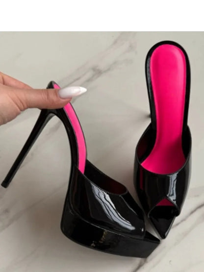 Summer Women's Pointed Toe Open Toe Stiletto Cool Slippers Fashion Women's Wedding Dance Shoes  Luxury Sandals Slippers