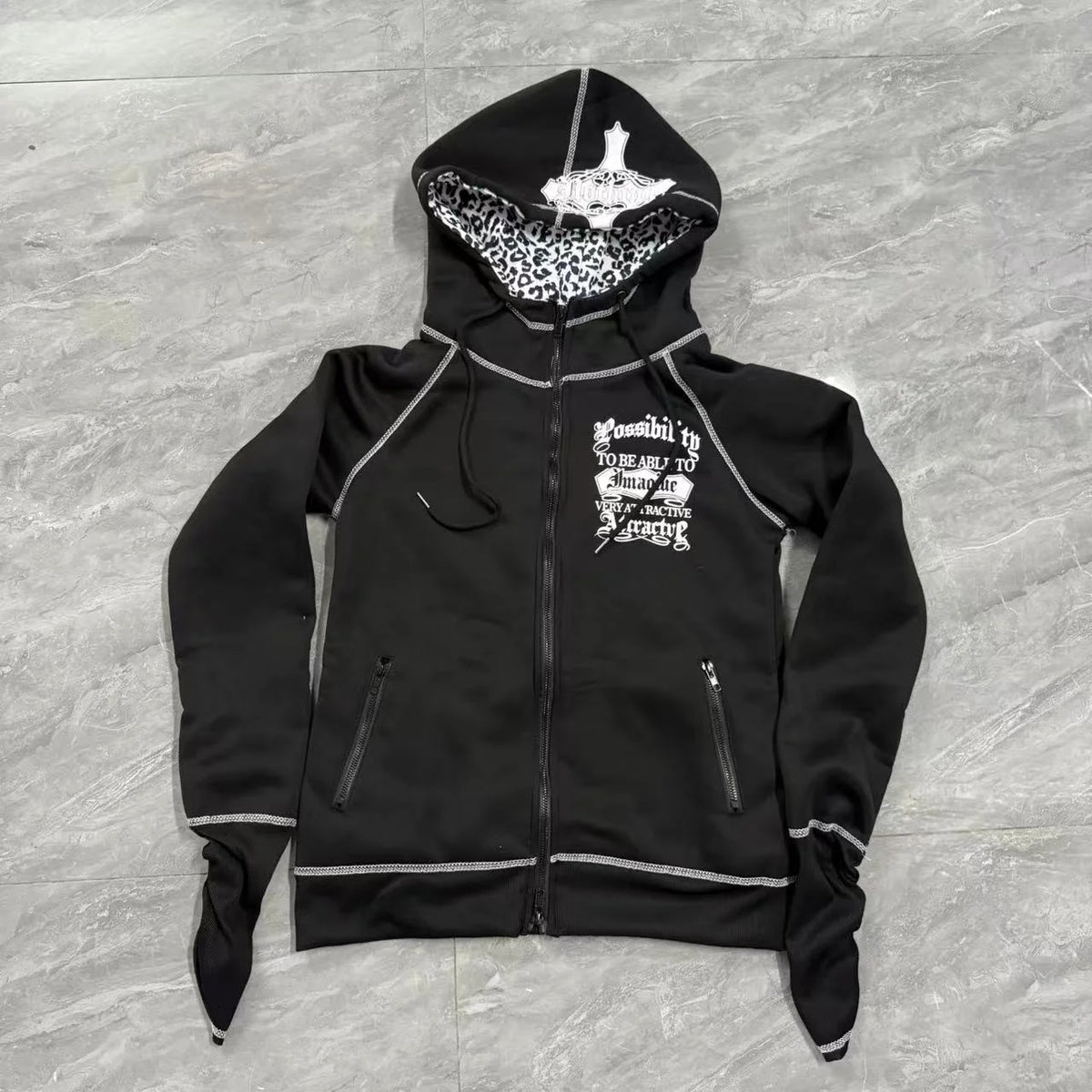 Women's Hooded Cardigan Sweatshirt Y2K Street Fashion Harajuku Hot Girl American Retro Hip Hop Rock Jacket 2000s Aesthetic