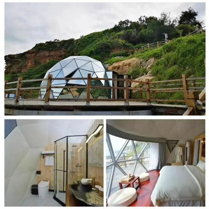 Luxury Transparent Glass Igloo Geodesic Dome Tent, Outdoor Glamping Hotel Tent For Resort Vacation Camping Accommodation