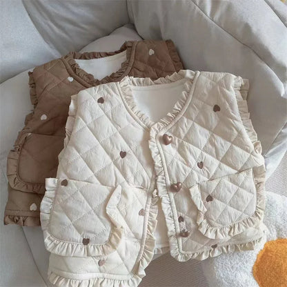 Girls Autumn Vest Children Fleece Thickened Winter Waistcoat New Kids Fashion Warm Padded Coats Toddler Casual Clothing 1-6Y