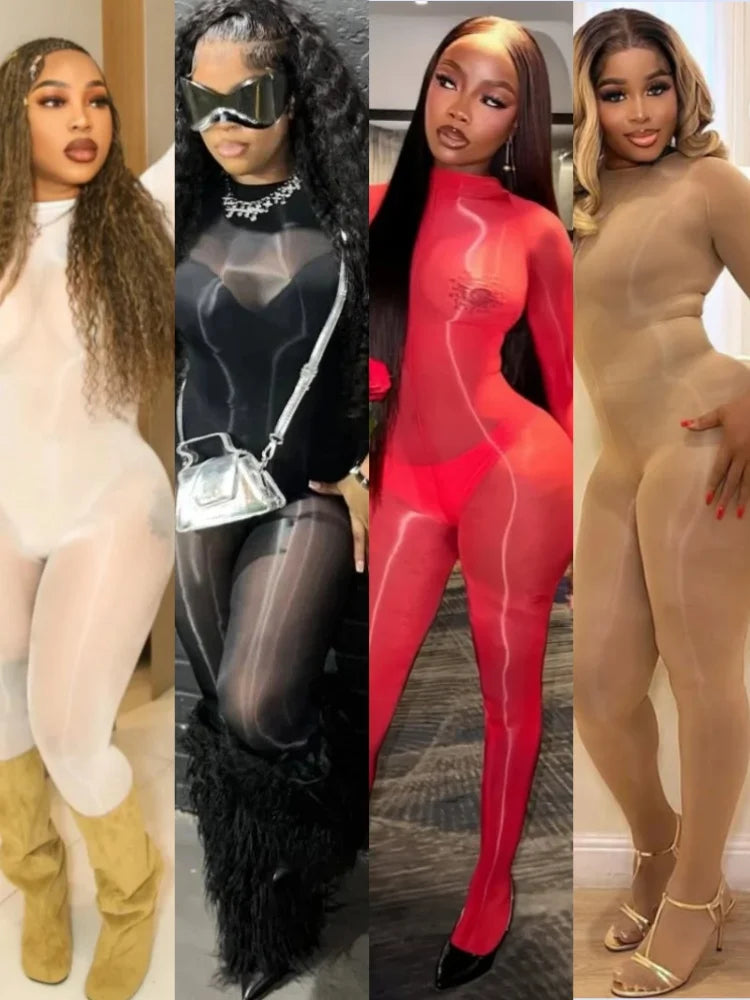 Joskaa 2026 Summer Shiny Tights Pantyhose Jumpsuit Seamless Women Sexy See Through Smooth One-Piece Stockings