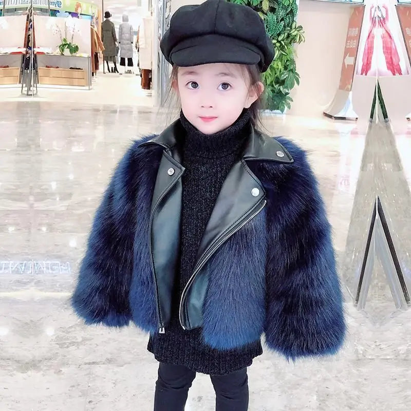 Girls Fur Coat Jacket Cotton Outwear Overcoat 2025 Stylish Warm Thicken Plus Velvet Winter Autumn Teenager Fuzzy Children's Clot