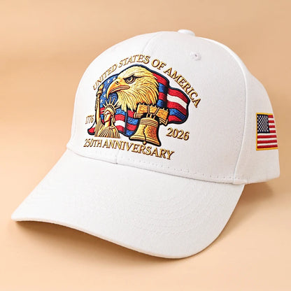 USA 250th Anniversary Eagle Print Hat Unisex Adjustable Washed Cotton Peak Hat Trucker Hats Outdoor Visor Baseball Cap