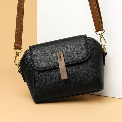 Genuine Leather Women Crossbody Bag Shoulder Bags Luxury Solid Color Cow Leather Handbag Elegant Female Messenger Bag