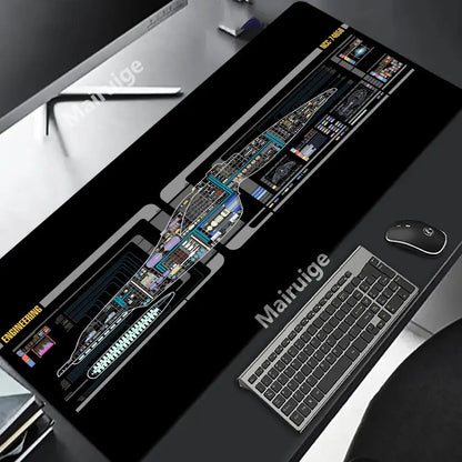Starship Blueprint Pad Desk Pad Mouse Pad Gamer Computer Cabinet Star Trek Game Office Accessories Keyboard Anime Extended Large